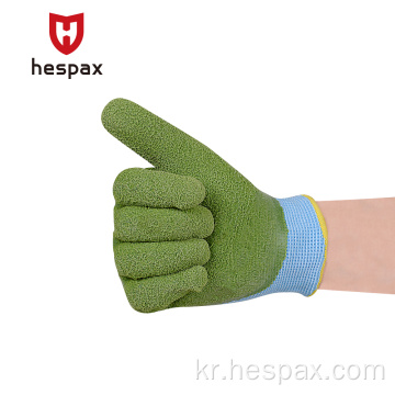 Hespax 아동 보호 마당 주름 라텍스 장갑 원예